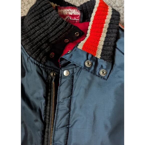 Vtg Davco Snowmobile Ski Suit Mens L Belted Insulated 80s Navy Red Coveralls - Picture 10 of 16